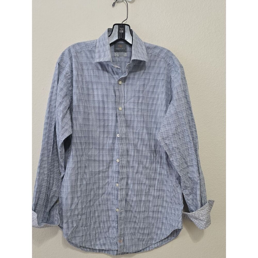 Thomas Dean‎ Blue Checked Dress Shirt M